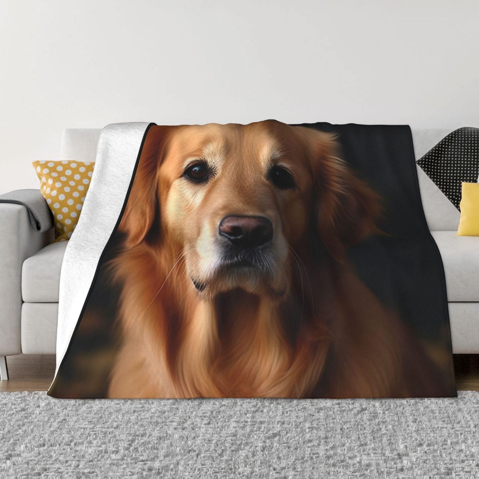KLOPH Golden Retriever Throw Blanket 50"x40" Flannel Fluffy Warm Blanket for Couch, Reversible Plush Blankets for Bed, Comfy Fuzzy Blanket for Sofa, Plush Lightweight-Blankets for All Season