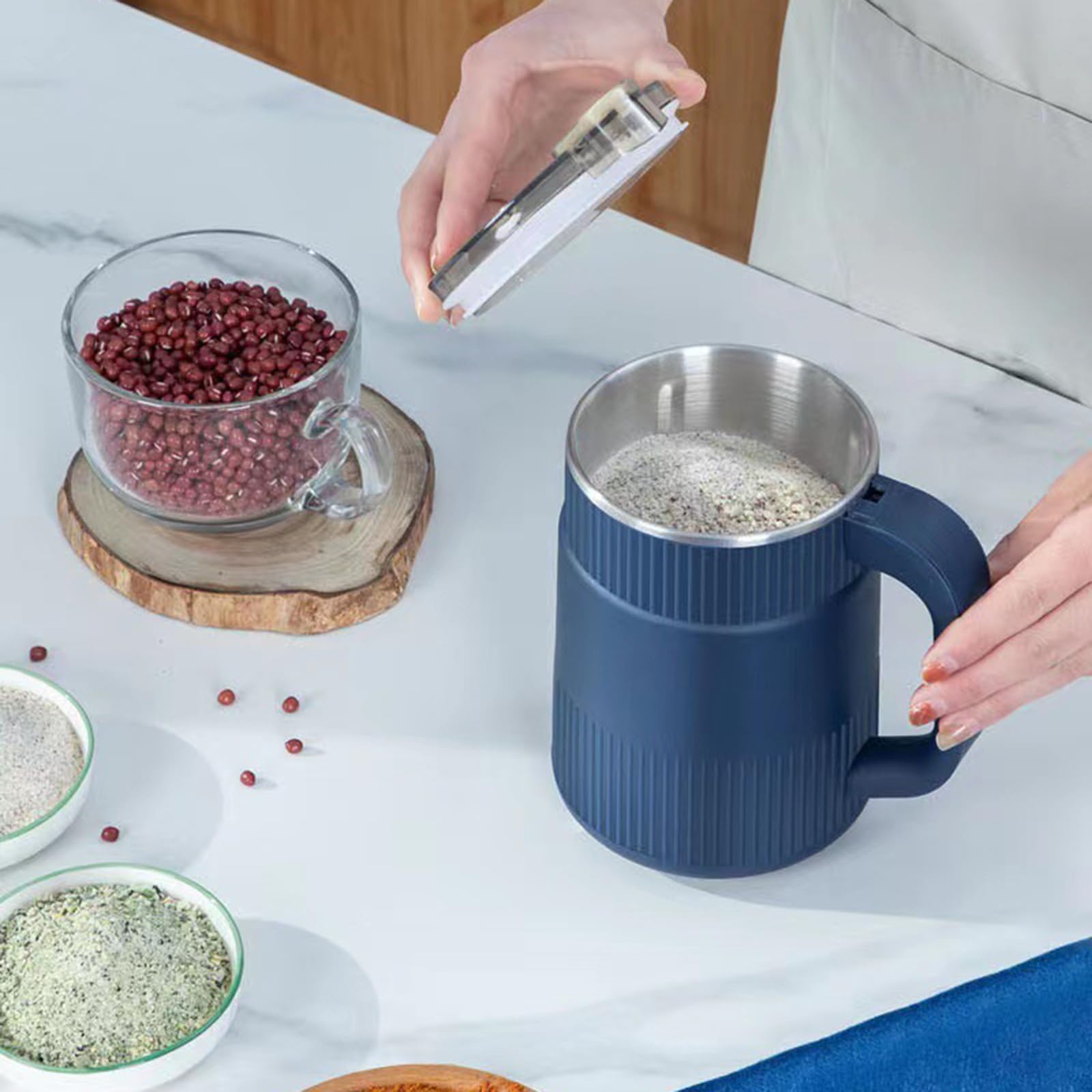 Fenteer Kaffeebohnen-Schleifmaschine, Kaffeemühle Elektrisch, EU-Stecker-Adapter, Kompakte Tragbare Zertrümmerung Maschine, Elektrische für Kaffeebohnen Nüsse Gewürze Getreide Kräuter Zucker Reis