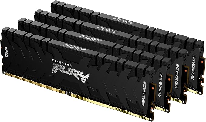Kingston FURY Renegade 32GB (4x8GB) 3200MHz DDR4 CL16 Memory Gaming Kit for Desktop Computers Kit of 4 KF432C16RBK4/32