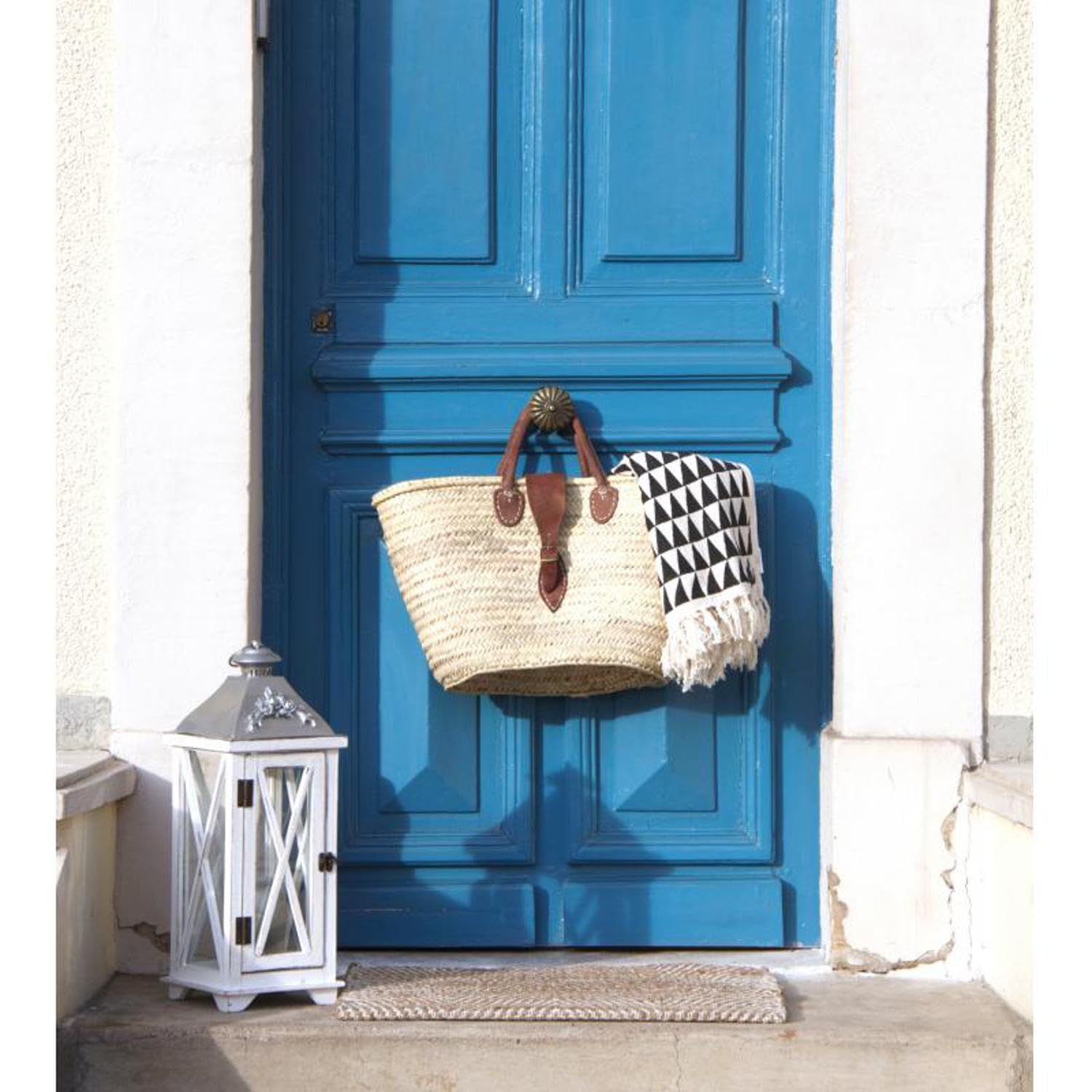AUBRY GASPARD - Panier Cabas avec Poignées et Fermeture Cuir - Palmier Naturel - Longueur 60 cm - Fabrication Artisanale - Détails Cuir Marron - Polyvalent Plage ou Courses - Poids 0,57 kg
