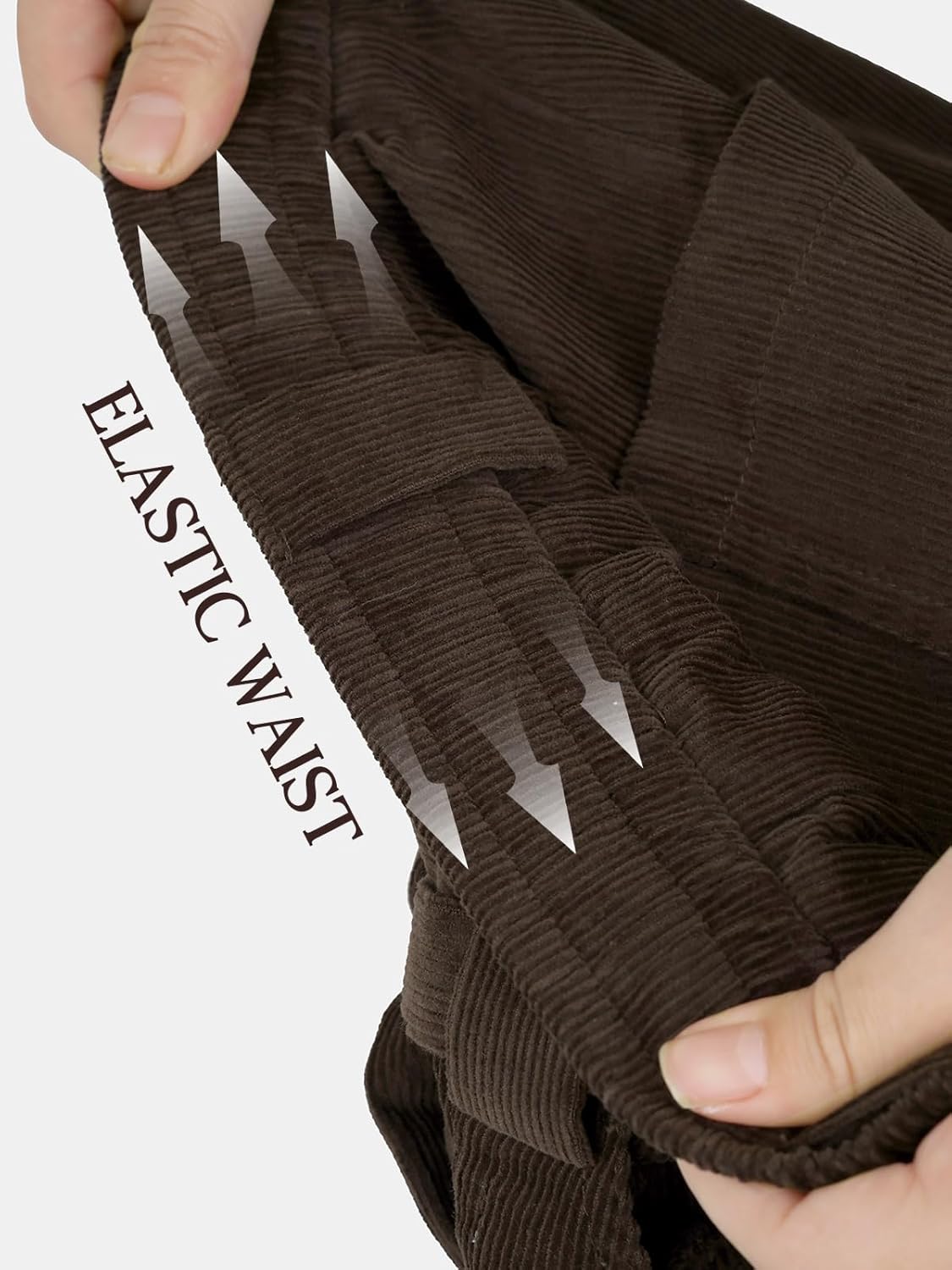 Ladyful Corduroy Elastic Waist Pants for Women Straight Leg Spring Fall Casual Baggy Loose Trousers 2026 with Pockets - Image 6