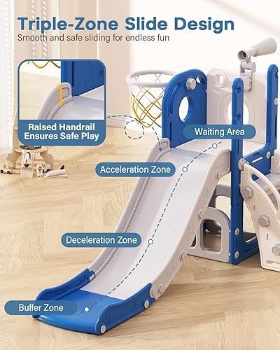Miniatura 3 de Babytronic Tobogán para Niños Pequeños, 6 en 1 Tobogán de Interior para Niños de 1-3 Años, Juego de Escalador Interior y Exterior para Bebés, Azul y