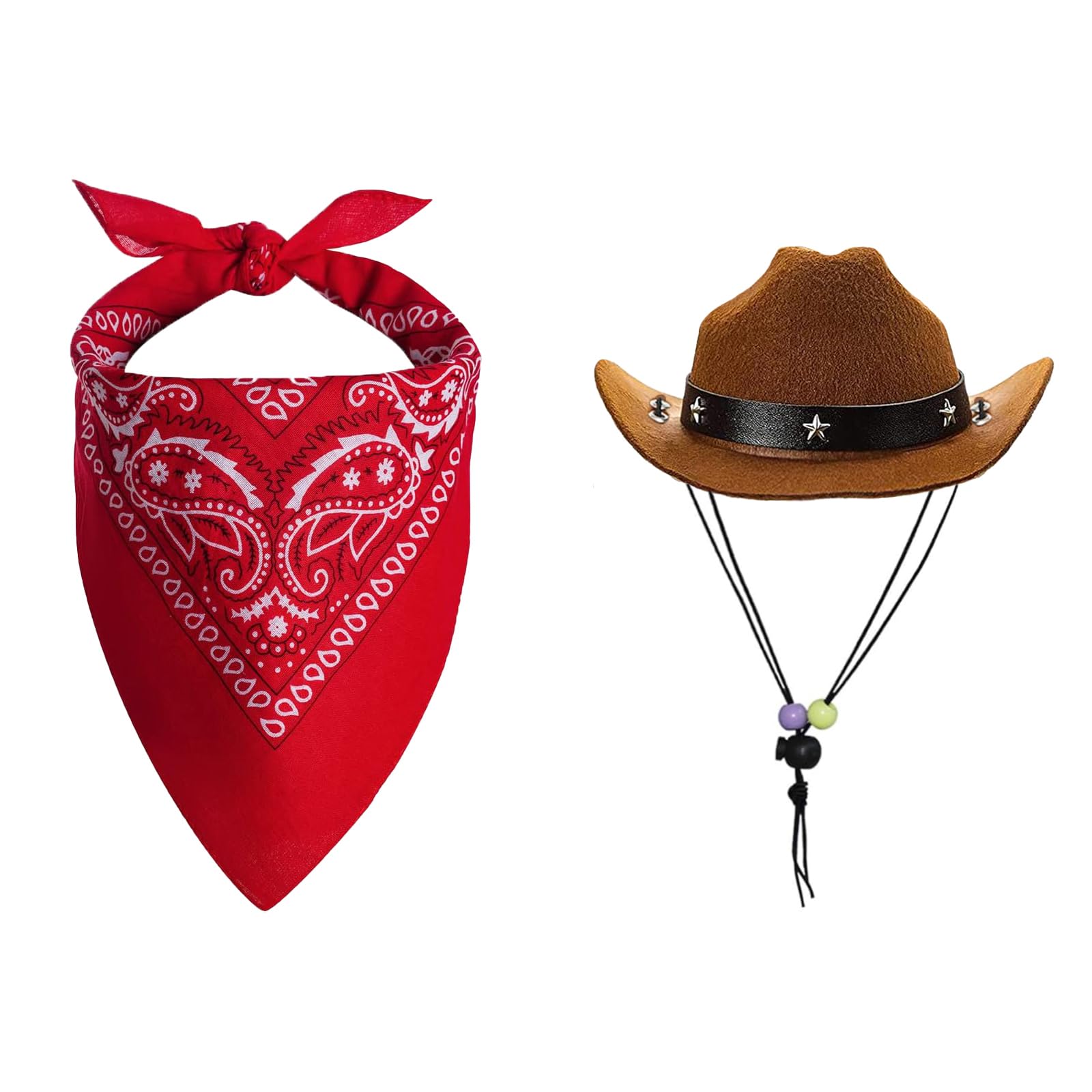 Pet Cowboy Hats Dog Cat Halloween Costumes Cute West Cowboy Hat Bandana Outfit for Puppy Kitten Party Festival Cosplay Accessories