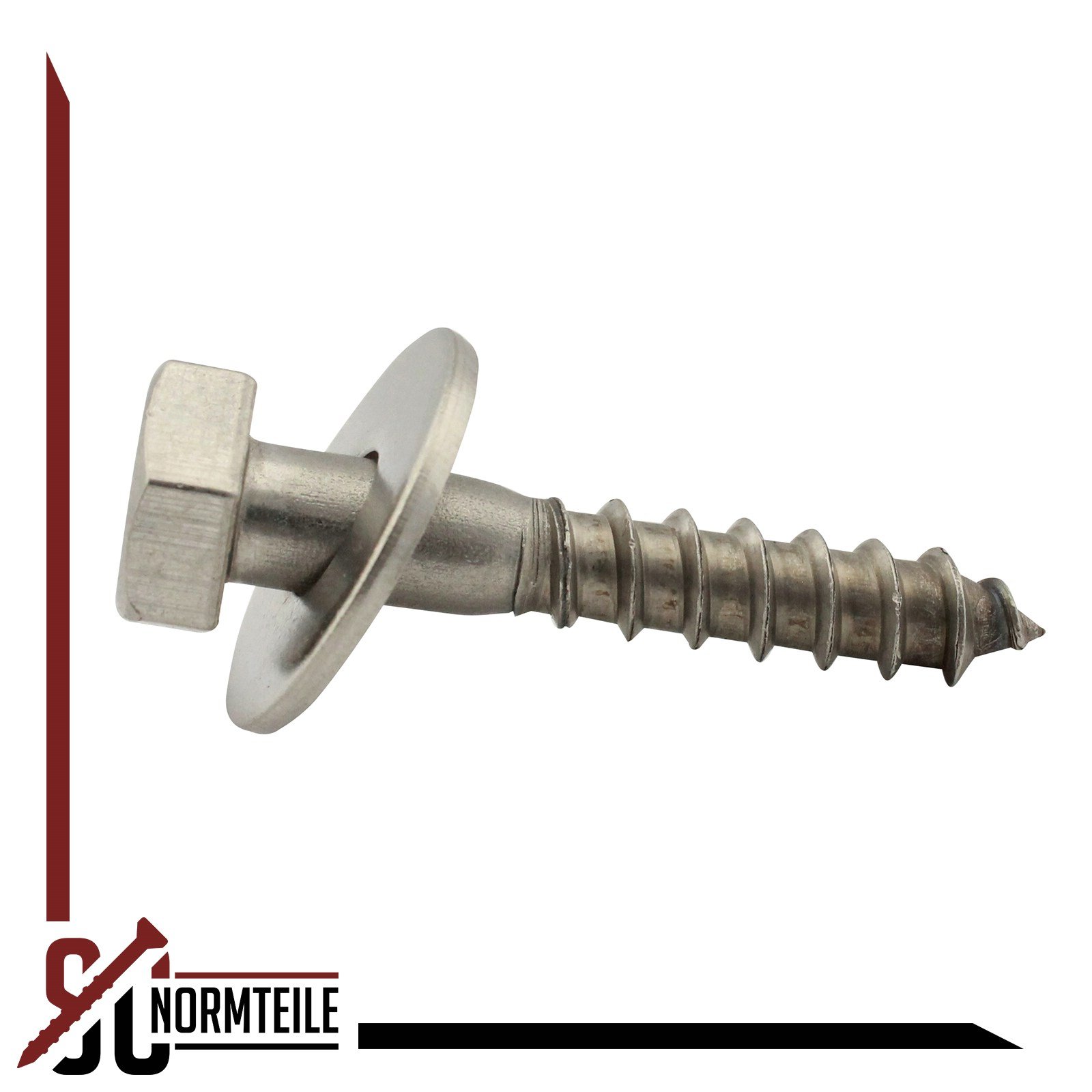 SC-Normteile® | Sechskant Holzschrauben mit Unterlegscheiben - 16 x 90 mm - (15 Stück) - Schlüsselschrauben - DIN 571 / DIN 9021 - Edelstahl A2 (V2A / VA) - SC571 / SC9021