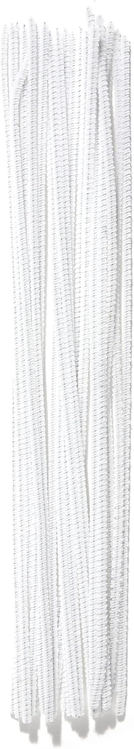 White Chenille Pipe Cleaners, 3mm x 12 inch, 25 Pack