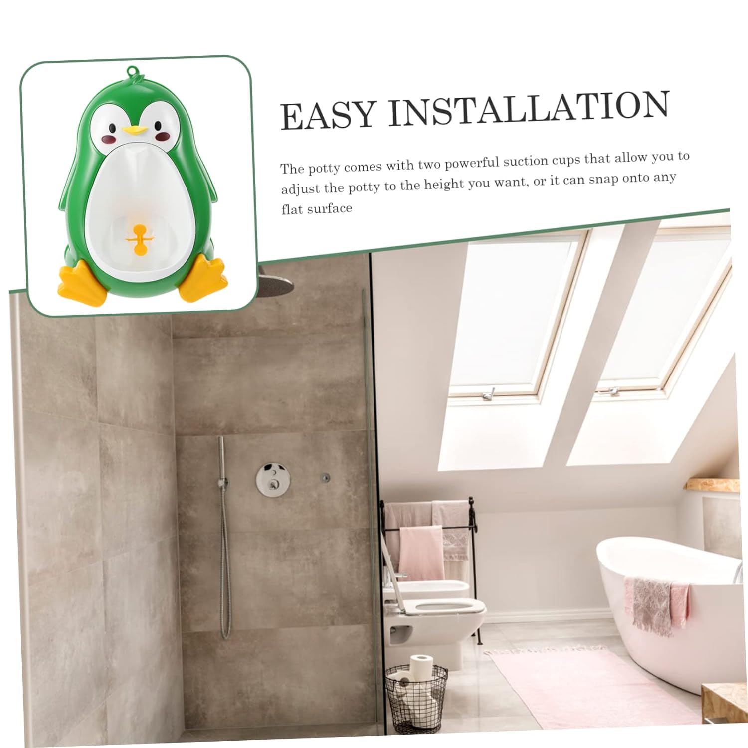 1Pc Penguin Shape Boy Training Urinal Wall Mounted Potty for Fun Rotating Durable Material Easy to Clean for Potty Training Boys Green