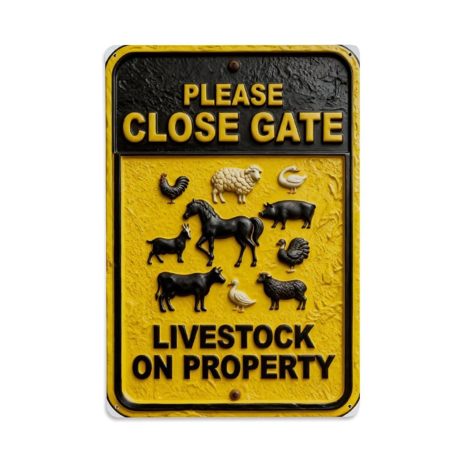 Please Close Gate Livestock On Property Vintage Metal Tin Sign Retro Wall Decor, Bar Garage Cafe Kitchen Home Wall Art Poster Decoration 8x12inches