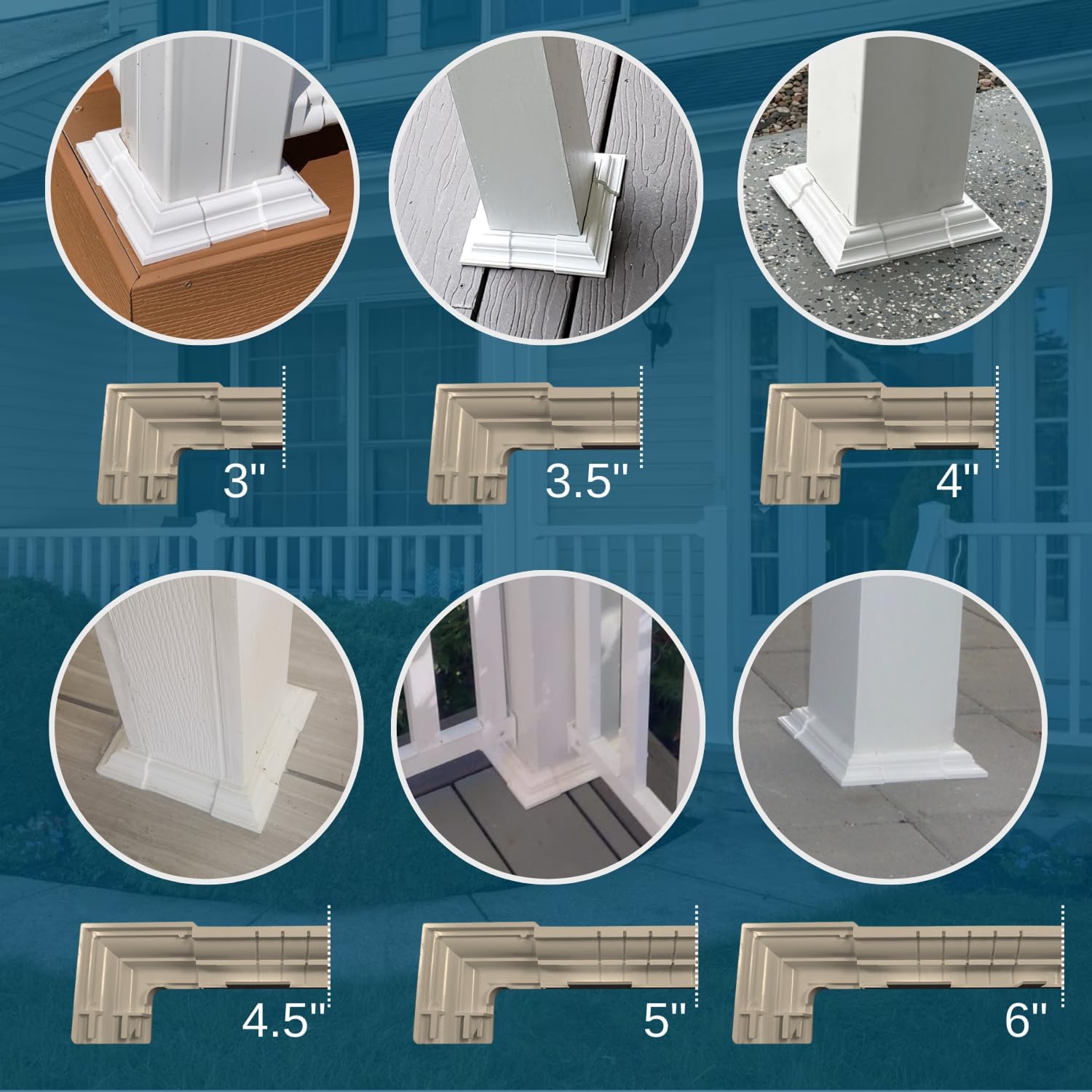 WEATHERABLES Adjustable Vinyl Skirt - Weatherproof Premium Vinyl with Easy Installation on Patios, Porches, Mailbox Posts, or Fence Posts (Khaki)