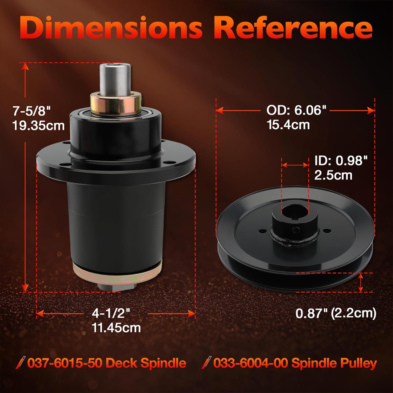 3 Pack 037-6015-50 Deck Spindle Assembly with 033-6004-00 Spindle Pulley, Compatible with Bad Boy CZT, ZT Elite, Pup Lightning Series - 48 50 52 60 72 Inch Deck Zero Turn Mowers, Replaces# 037-6015-00