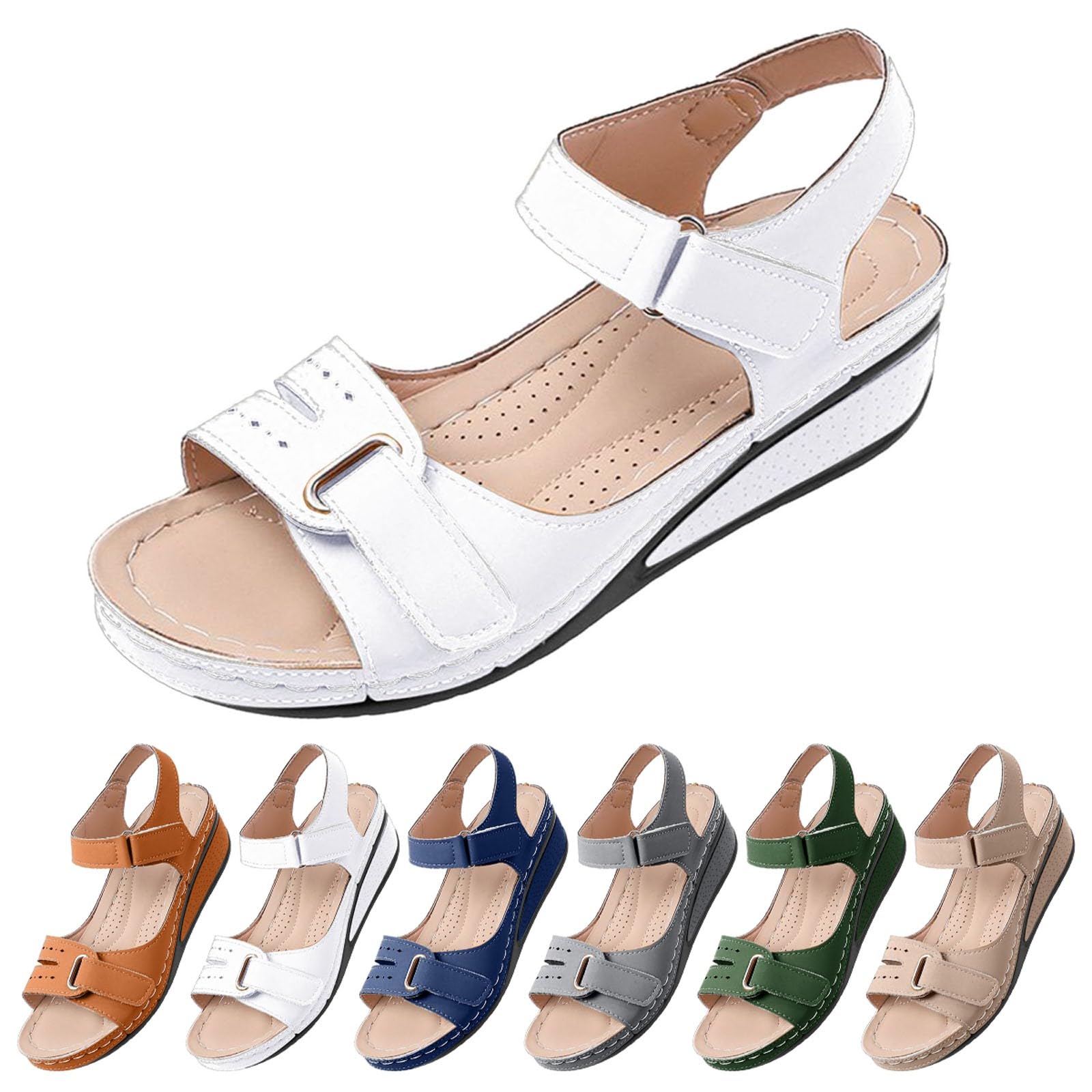 Sandale Orthopedique Femme Chaussure Compensee Sandales Orthopédiques Compensées pour Femmes,Antidérapantes,À Bout Ouvert,Plates,Pantoufles de Marche D'Été Chaussure Femme Ete Sandale Orthopedique