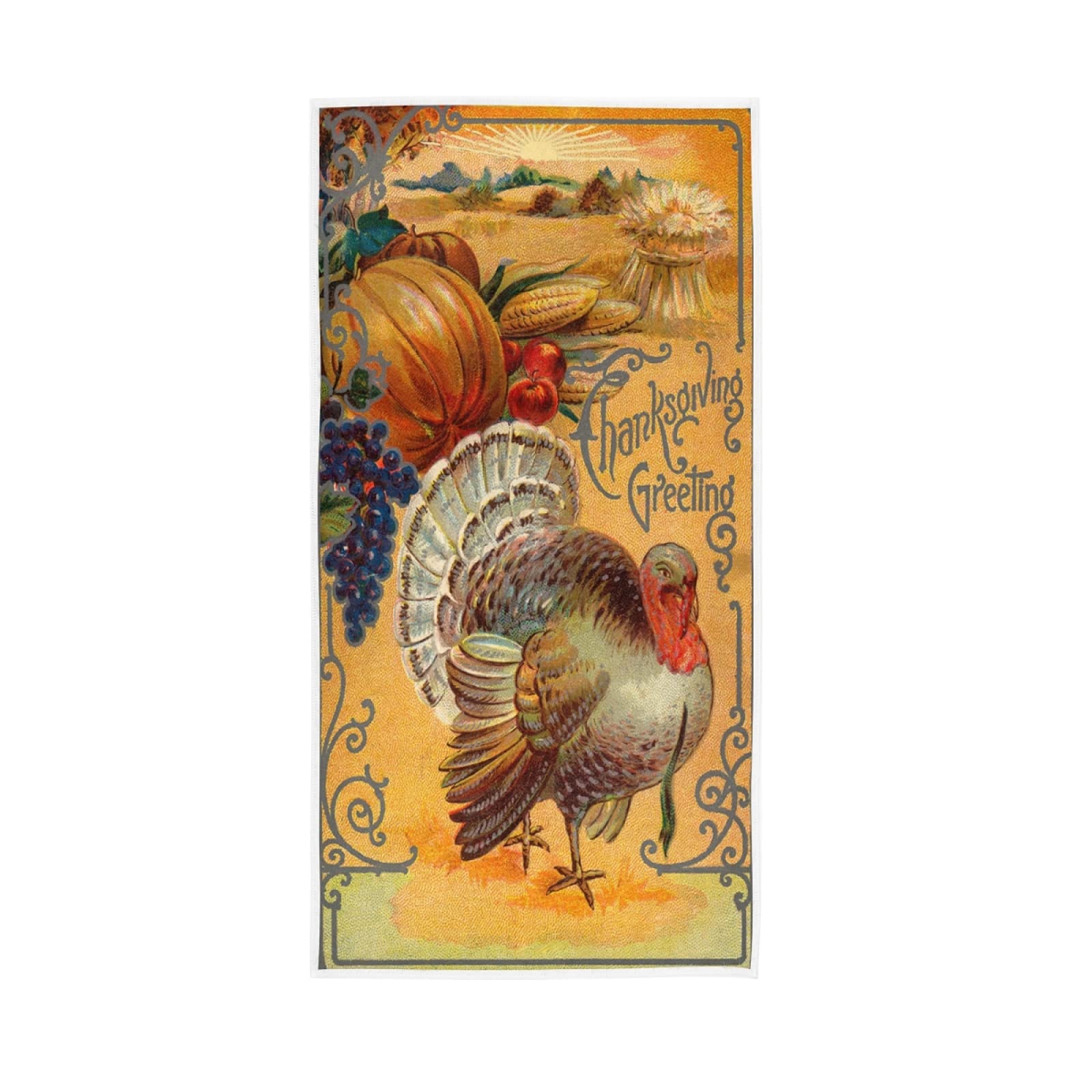LSRCPD Thanksgiving Blond Turkey Pumpkin Soft Hand Bath Towel 30" x 15" Thin Fast Drying Absorbent Soft Towels for Kitchen Gym Spa Hotel Beach