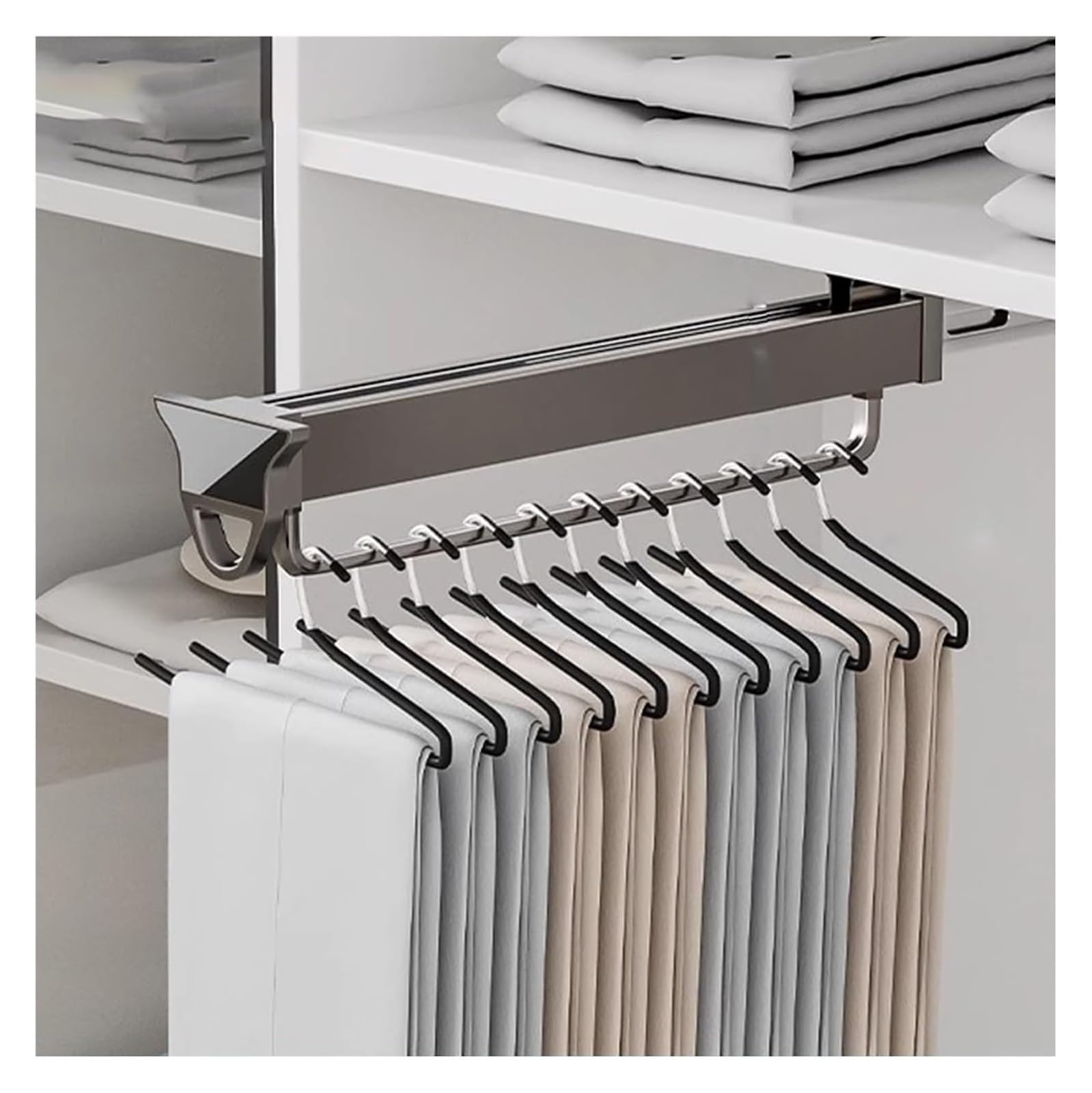 Slide Out Valet Rod Closet Organization for Shallow Cabinet, 36 41 46 51 56cm Clothing Rail(Grijs,51cm/20in)