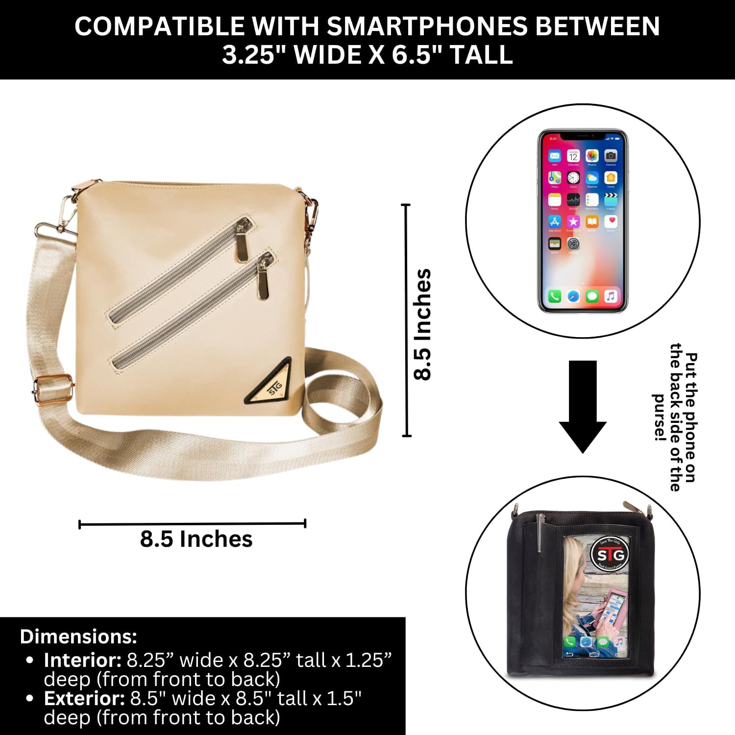 Save the Girls Cell Phone Purse - Touch Screen Women’s Crossbody Handbags (Zoe) - Clutch & Crossbody Phone Case - Image 5