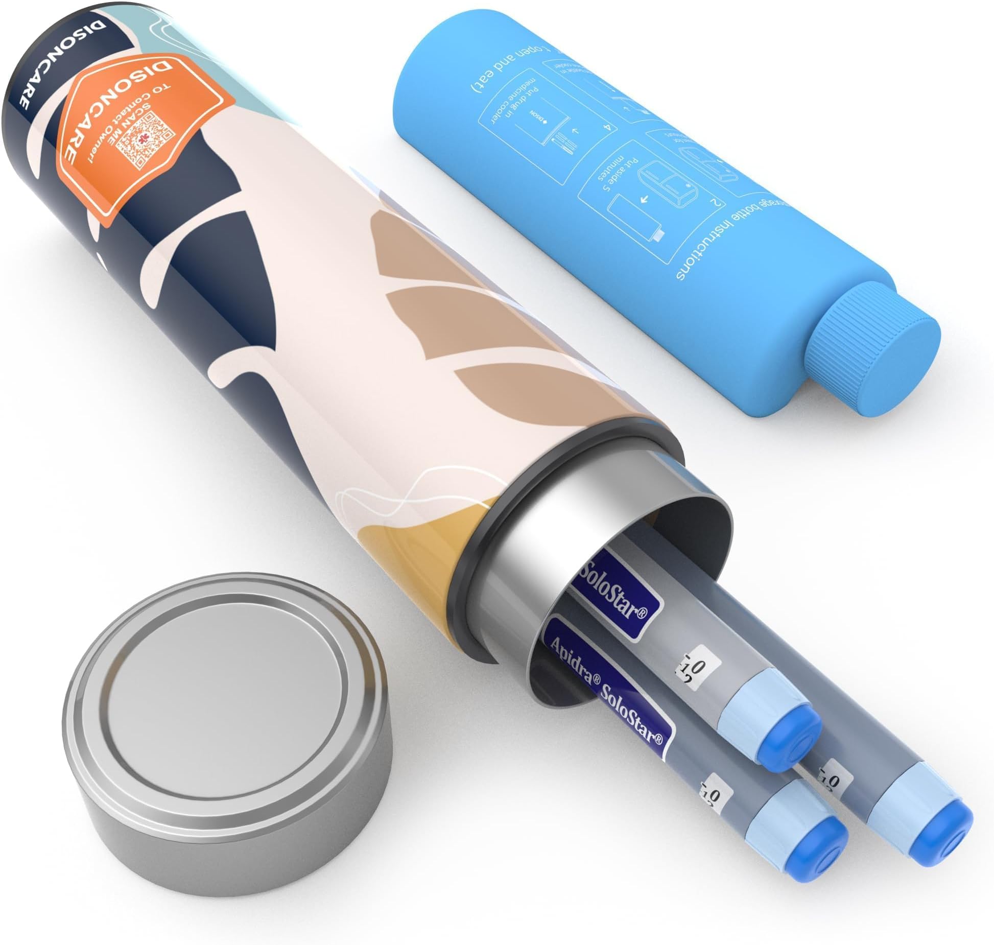 DISONCARE Odyssey 60H 3 Insulin Pens Cooler Travel Case Medicine Cooler TSA Approved Diabetic Medical Travel Cooler Bag EpiPen Carry Case Biogel Ice Pack with Medical Stickers(Monstera Leaf)