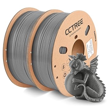 CCTREE 3D Printer ST-PLA PRO (PLA+) Filament 2KG, 1.75mm Tougher and Stronger PLA Plus Filament Bundle, Accuracy +/- 0.03mm, Fits for Most FDM 3D Printers (Grey & Grey 2-Pack)