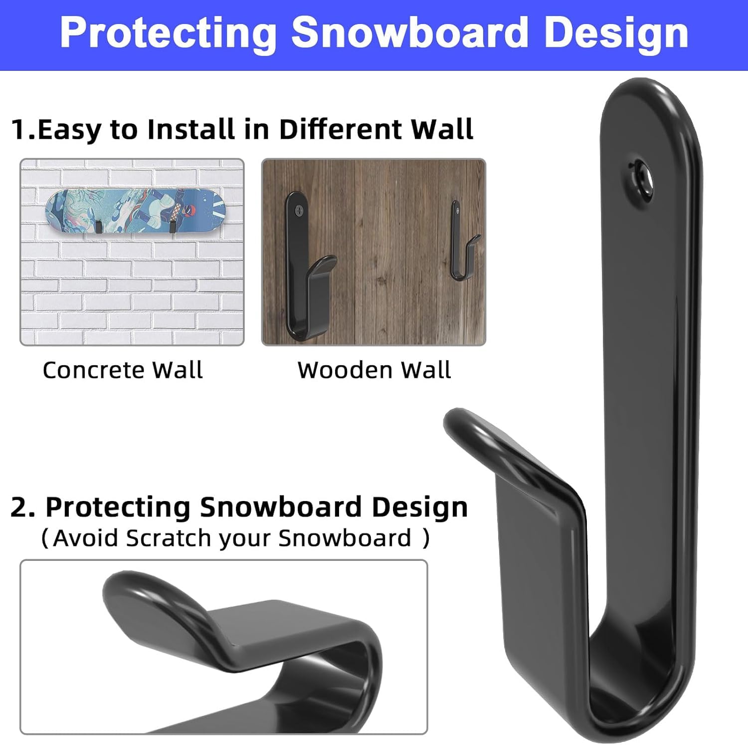 Soporte Skate Pared Porta Tablas Surf Universal Monopatín Longboard Snowboard Multifuncional