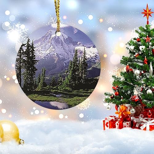 Miniatura 5 de Vinisong Adornos de Navidad Monte Rainier The Mountain National Park para el hogar, adornos colgantes de recuerdo, adornos personalizados, recuerdo