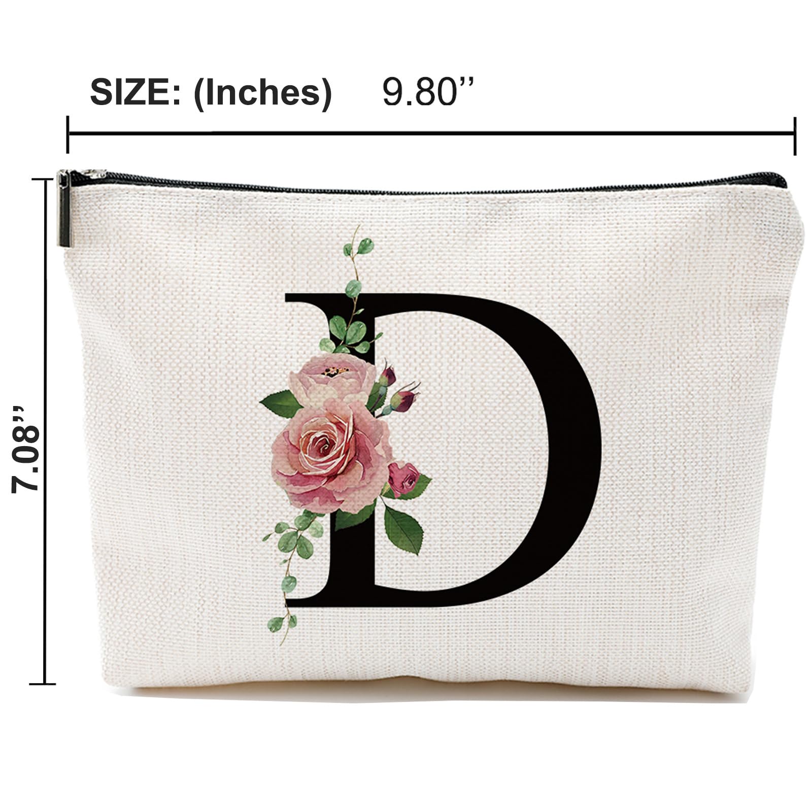 Initial A-Z Personalized Letter Makeup Bag, Monogrammed Bridesmaid Gifts/Presents Cosmetic Bag, Portable Stationery Storage Organizer Pouch, Friendship Love Travel Makeup Bags