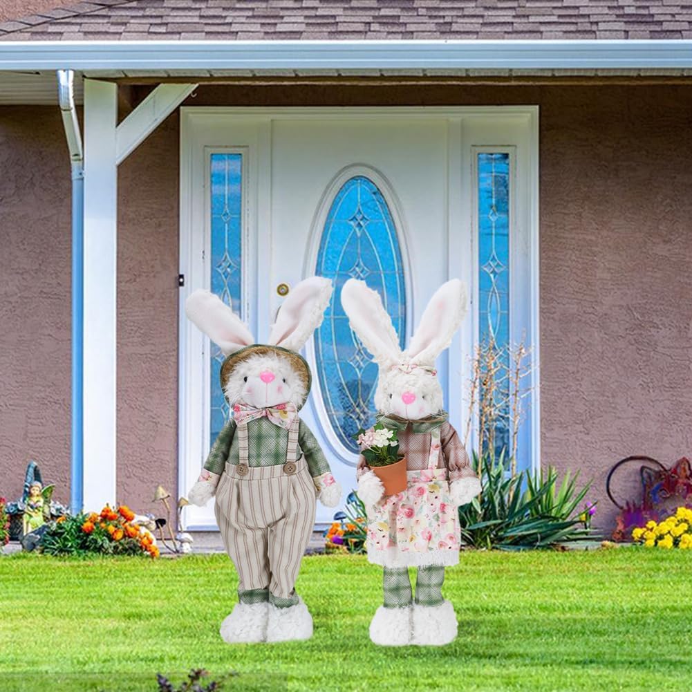LYFJMUS 2 Pack 30 in Easter Bunny Decorations Large Rabbit Outdoor Decorations Standing Easter Rabbit Decor Statue Spring Home Decor Bunny for Home Table Office Kitchen Farmhouse