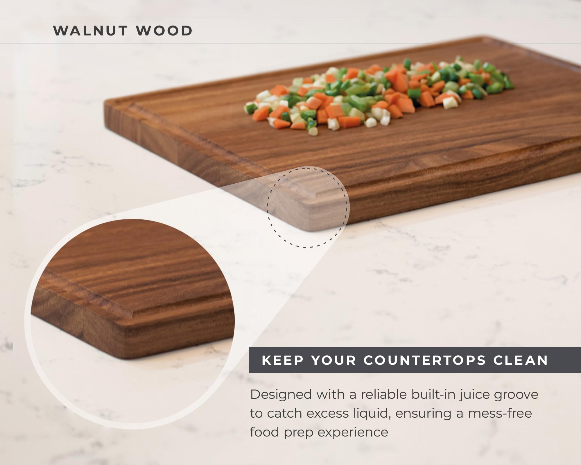 Tablas de cortar de madera de nogal de alta calidad para cocina, tabla de cortar de madera reversible con ranura para jugo, juego de tablas de cortar de madera grande y L para carne, verduras, pan