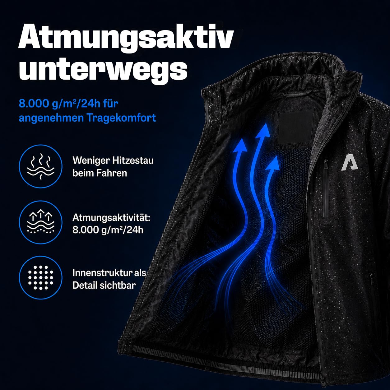 Alpensattel RainShield Fahrradjacke | Wind- & Wasserdichte Regenjacke für Damen & Herren | Leichte & Atmungsaktive Fahrrad Jacke | Reflektierend mit optimalem Schutz vor Regen & Wind | S-XXl wählbar