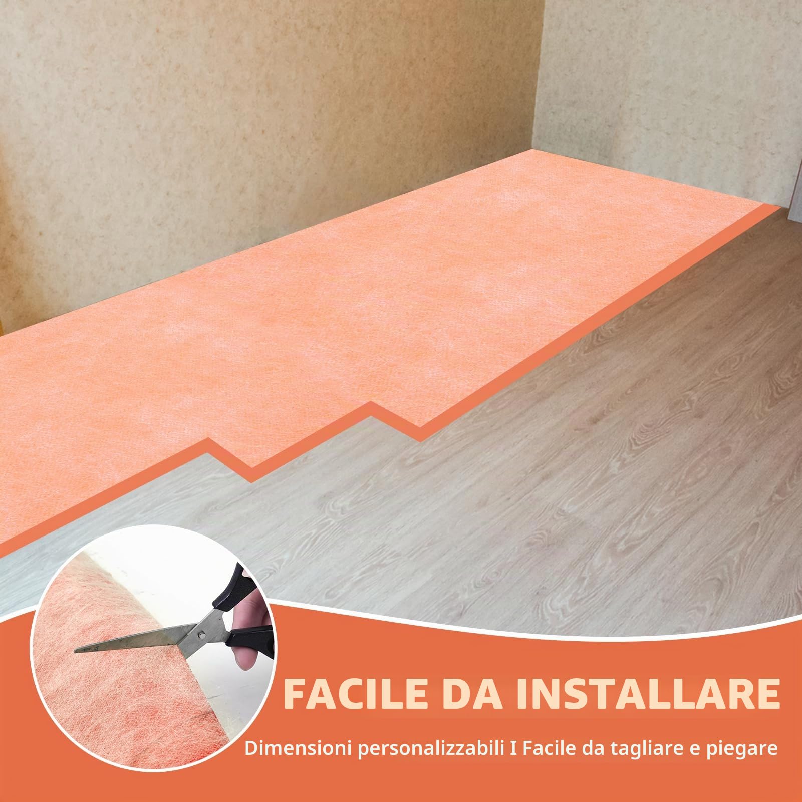 1mx30m Membrana Impermeabilizzante, Nastro Sigillante, Tessuto Non Tessuto Sigillante, Tappetino Disaccoppiante per Doccia Bagno Balcone Terrazza (Arancione)