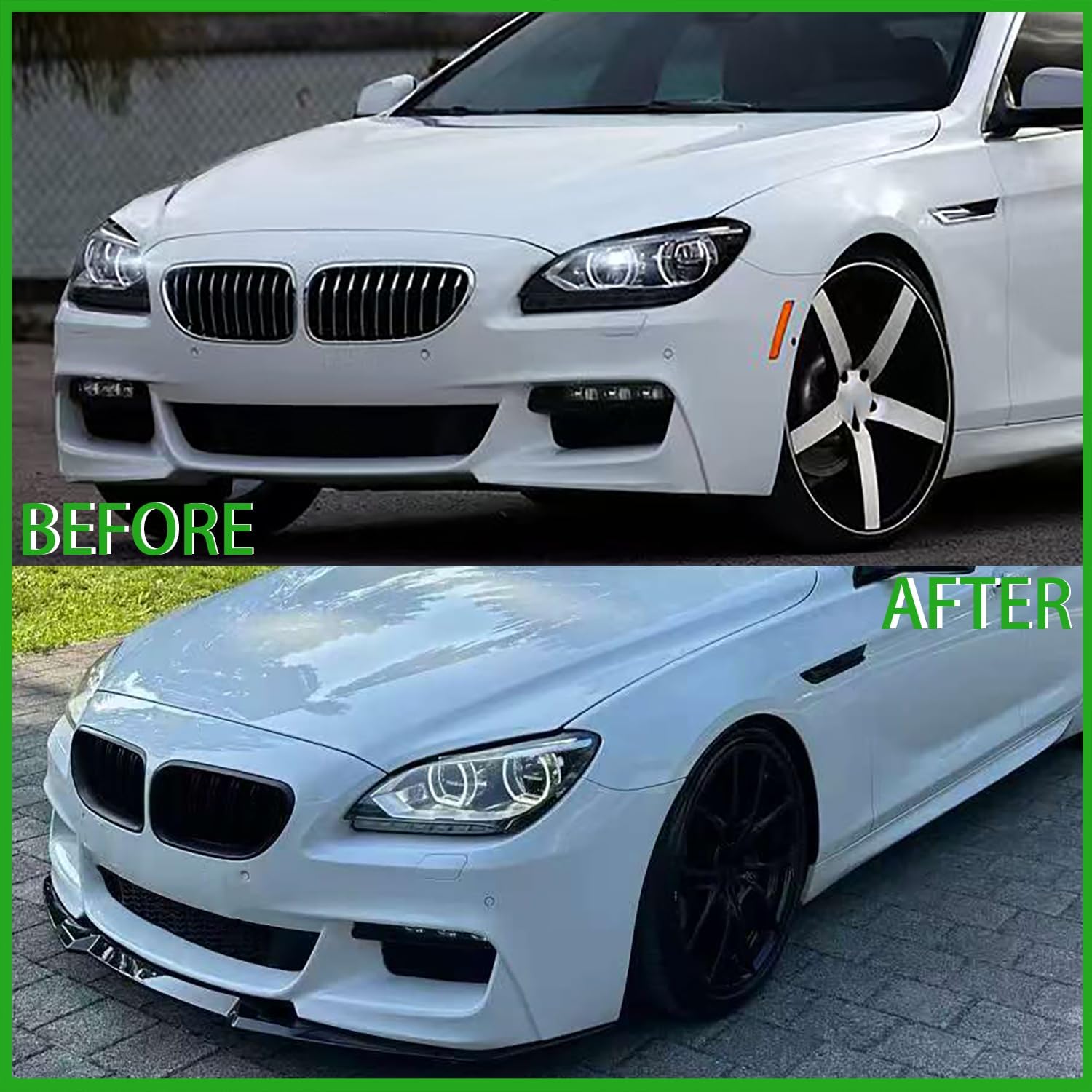 Front Bumper Lip Compatibility with 2012-2019 6 Series F06 F12 F13 640i 650i M Sport, Front Chin Diffuser Lip Air Dam Splitter Spoiler Gloss Black