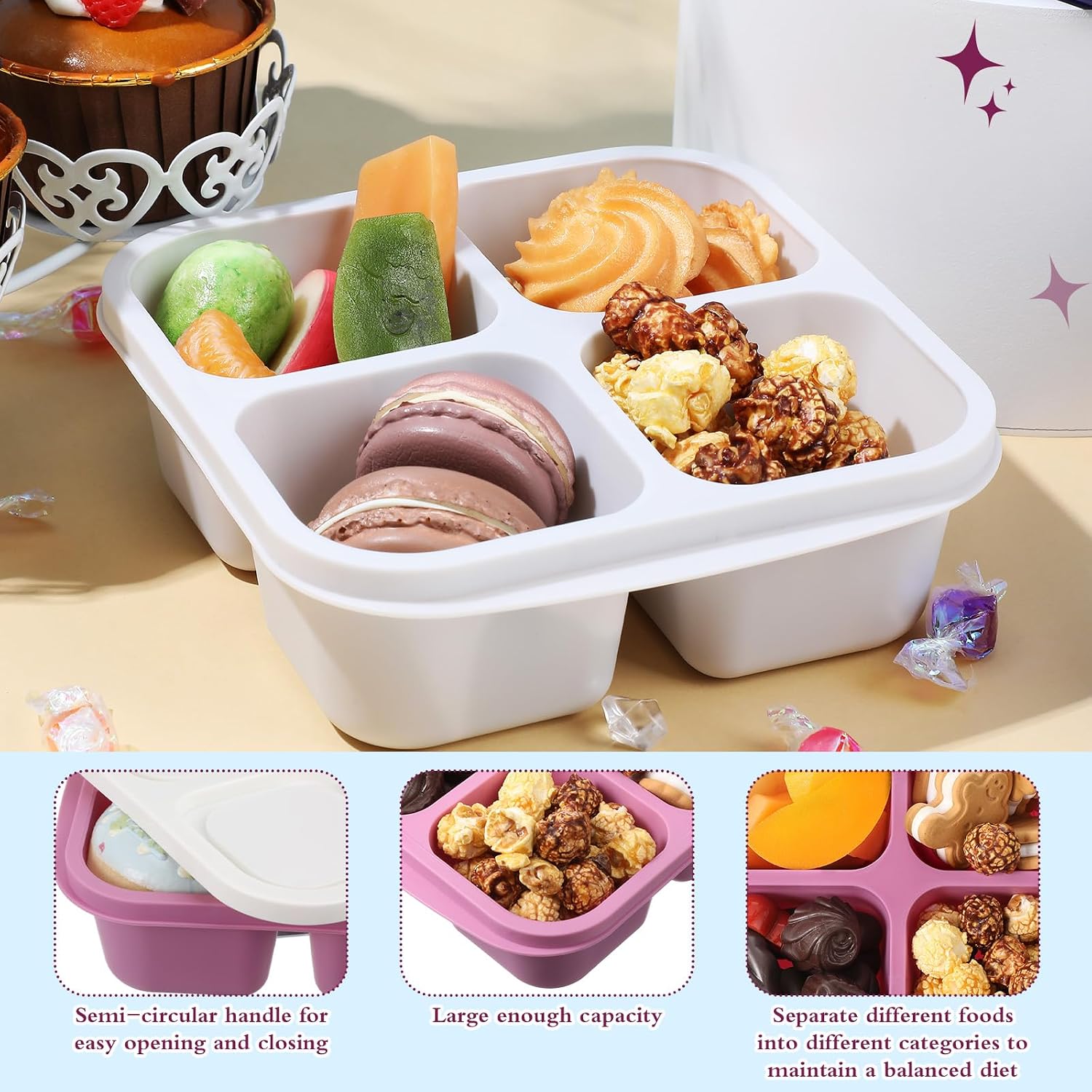 Honeydak 10 Pack Snack Containers Bento Boxes,Elderberry Color image 3