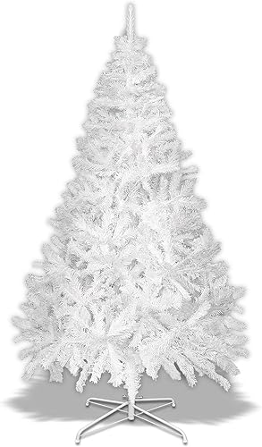 Árbol de Navidad artificial de abeto de alta calidad, color blanco para decoración de fiesta en el hogar, oficina, fácil montaje con soporte de