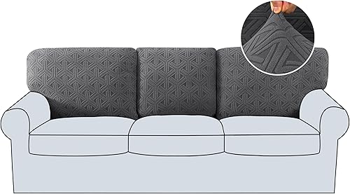Miniatura 8 de H.VERSAILTEX Fundas de sofá jacquard para sofás de 3 cojines, 1 pieza, fundas elásticas para sofá, protector de muebles antideslizantes, suaves y