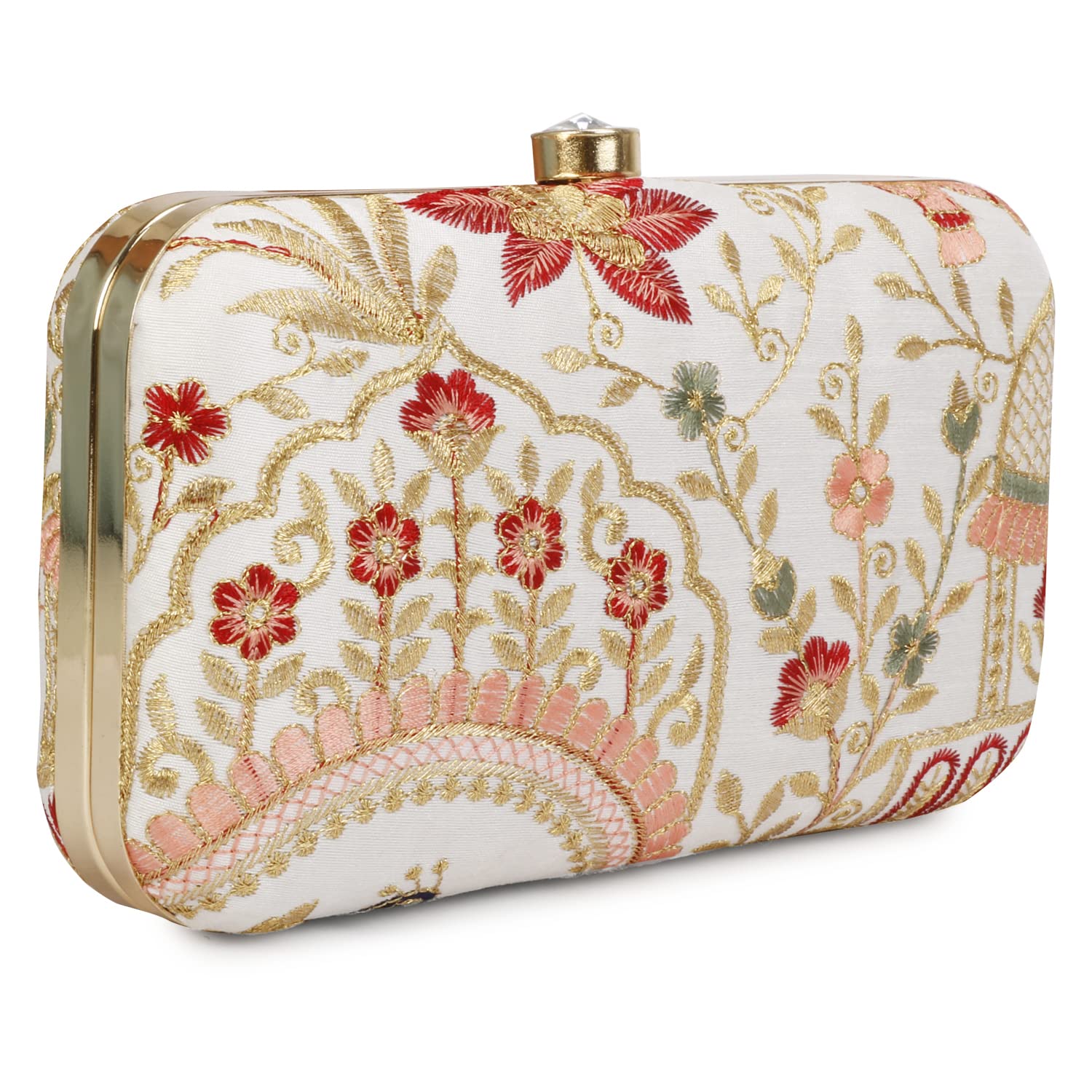 LONGING TO BUY Hand Crafted Designer Box Clutch - Zari Embroidery For Women
