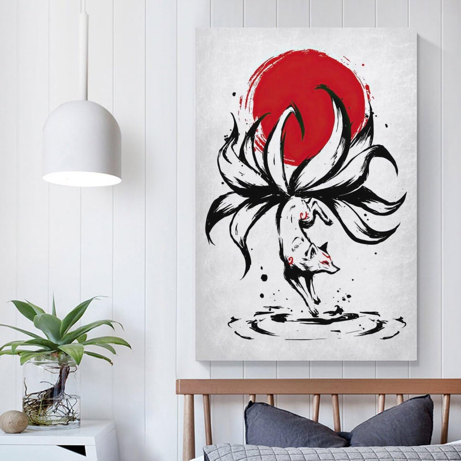 Poliuaws Unframe-Kitsune Nine Tailed Fox Kitsune Nine Tailed Fox Canvas Posters Wall Art Wall Art Prints Room Kitchen Anniversary Wife Husband Supplies Home Decoration 20X30inch(50X75cm)