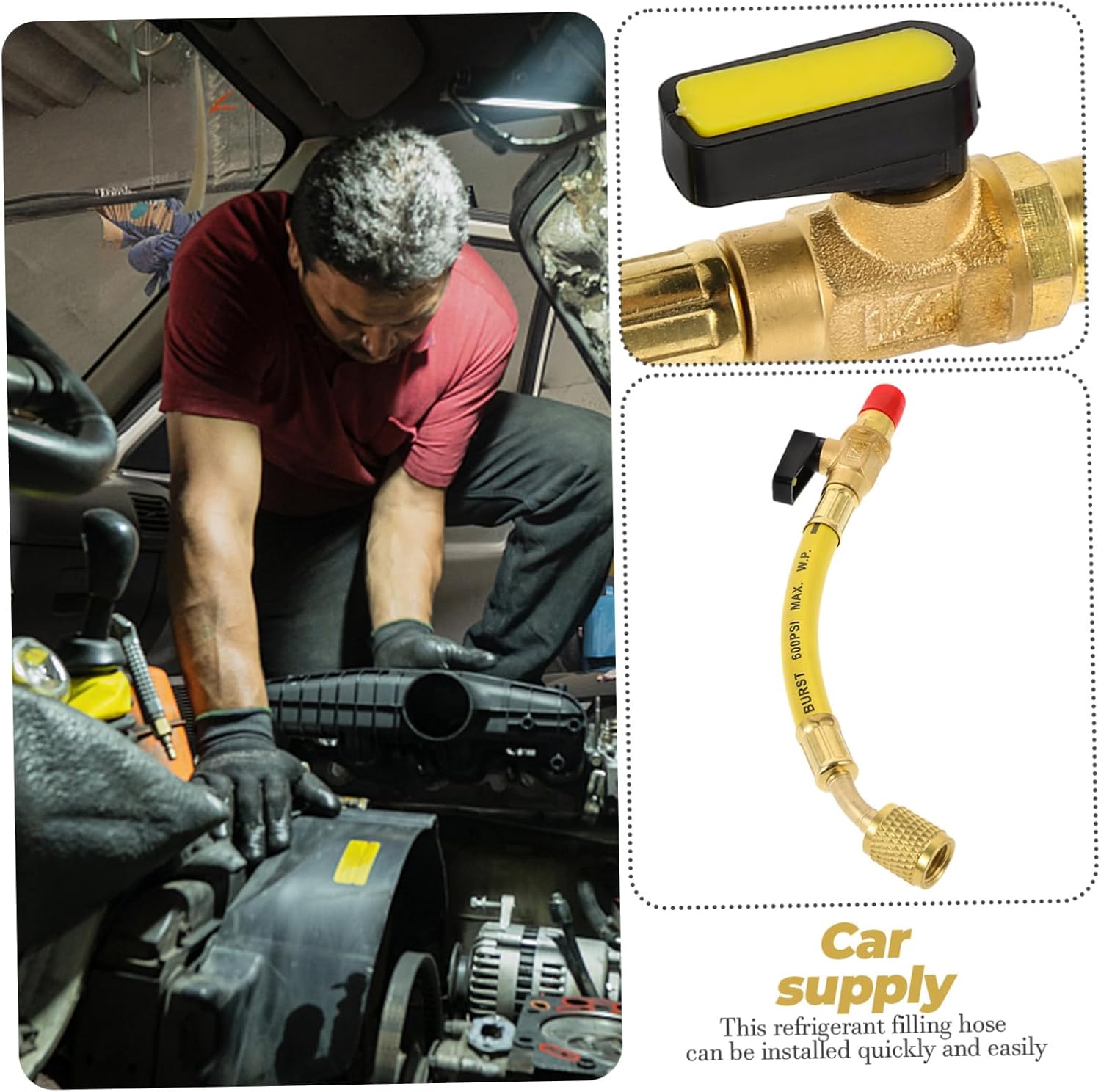 MAGICLULU Charging Hose with Ball Valve Compatible Versatile Filling Tool for Automotive Maintenance Enhanced Flow for Improved Efficiency