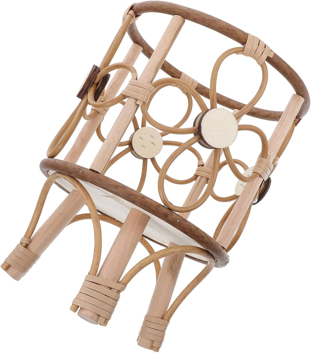 jojofuny Vintage Hollowed Plant Stand for Indoor Outdoor Use, Small Creative Rattan Style Flower Pot Holder Rack for Balcony Tabletop Garden Decor