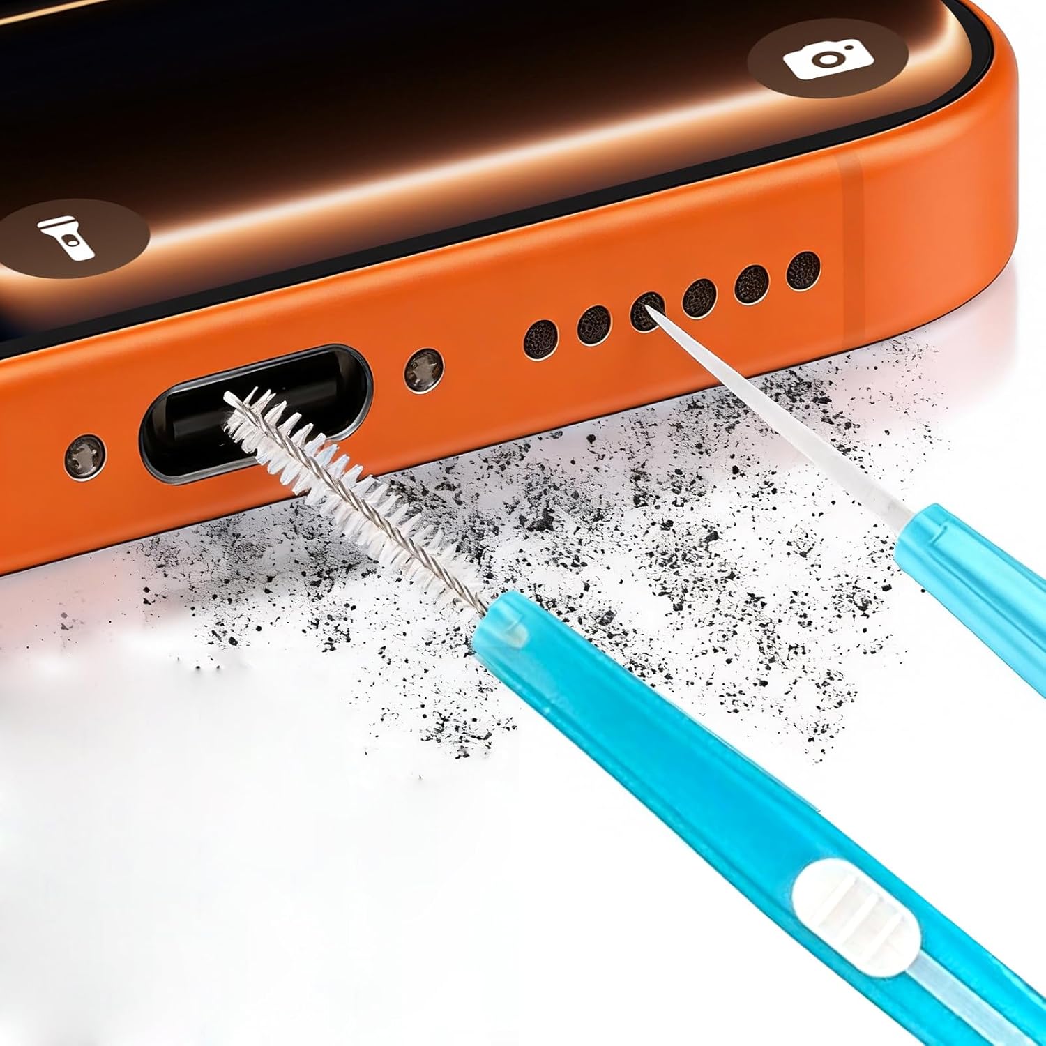 5pcs Cell Phone Cleaning Kit Dual Side Multifunction Tools Anti-Clogging Nylon Brushes & Hook Cleaner for iPhone 17 Pro Max Charging Port, Phone Speaker Mini Cleaning Kits