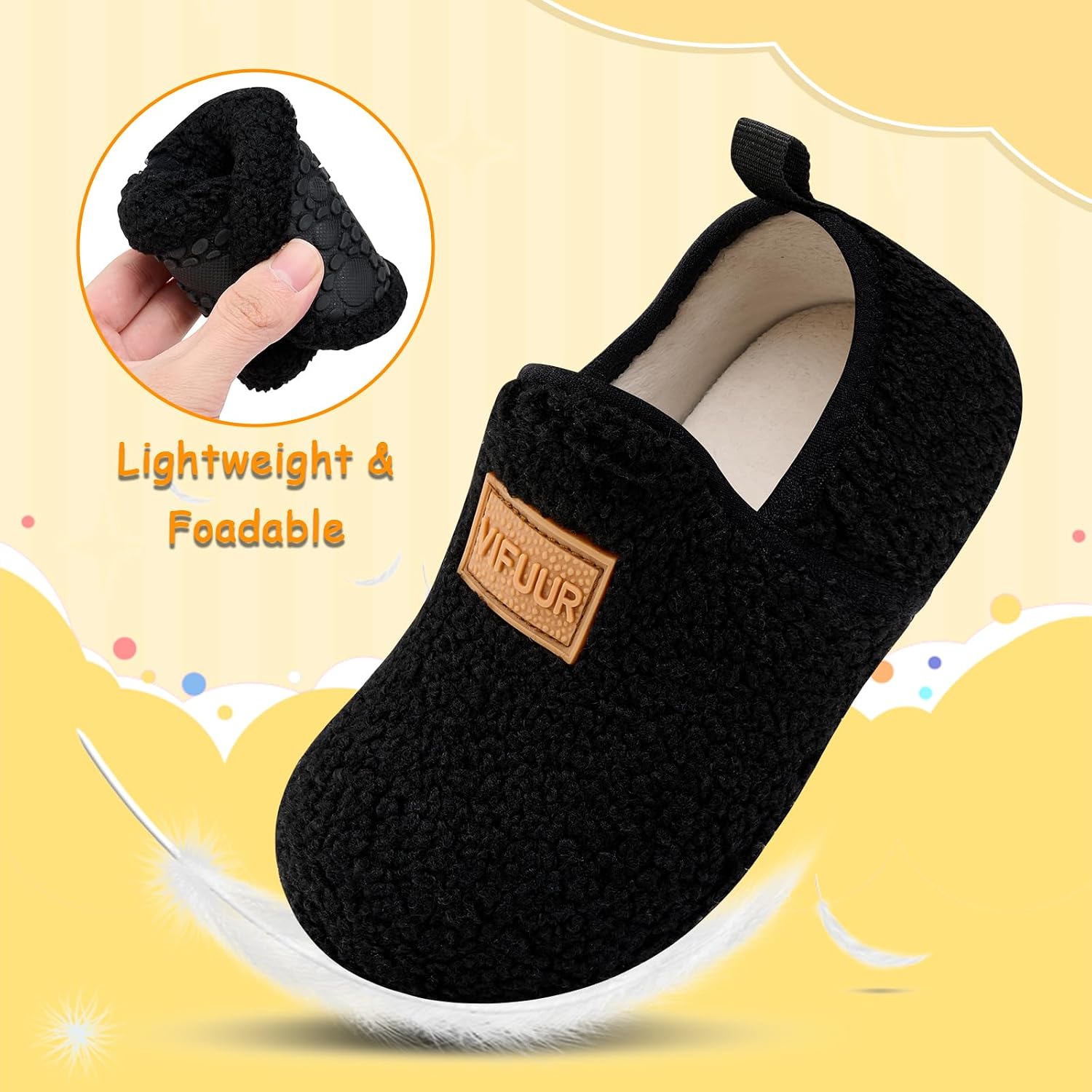 VIFUUR Kids Boys Girls House Slippers Slip on Barefoot Socks for Babys Winter Warm Shoes Indoor Tollder