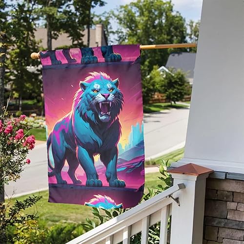 Miniatura 3 de Synthwave Sabertooth Prints Summer Garden Flag Double Sided Decoration Courtyard 12x18in