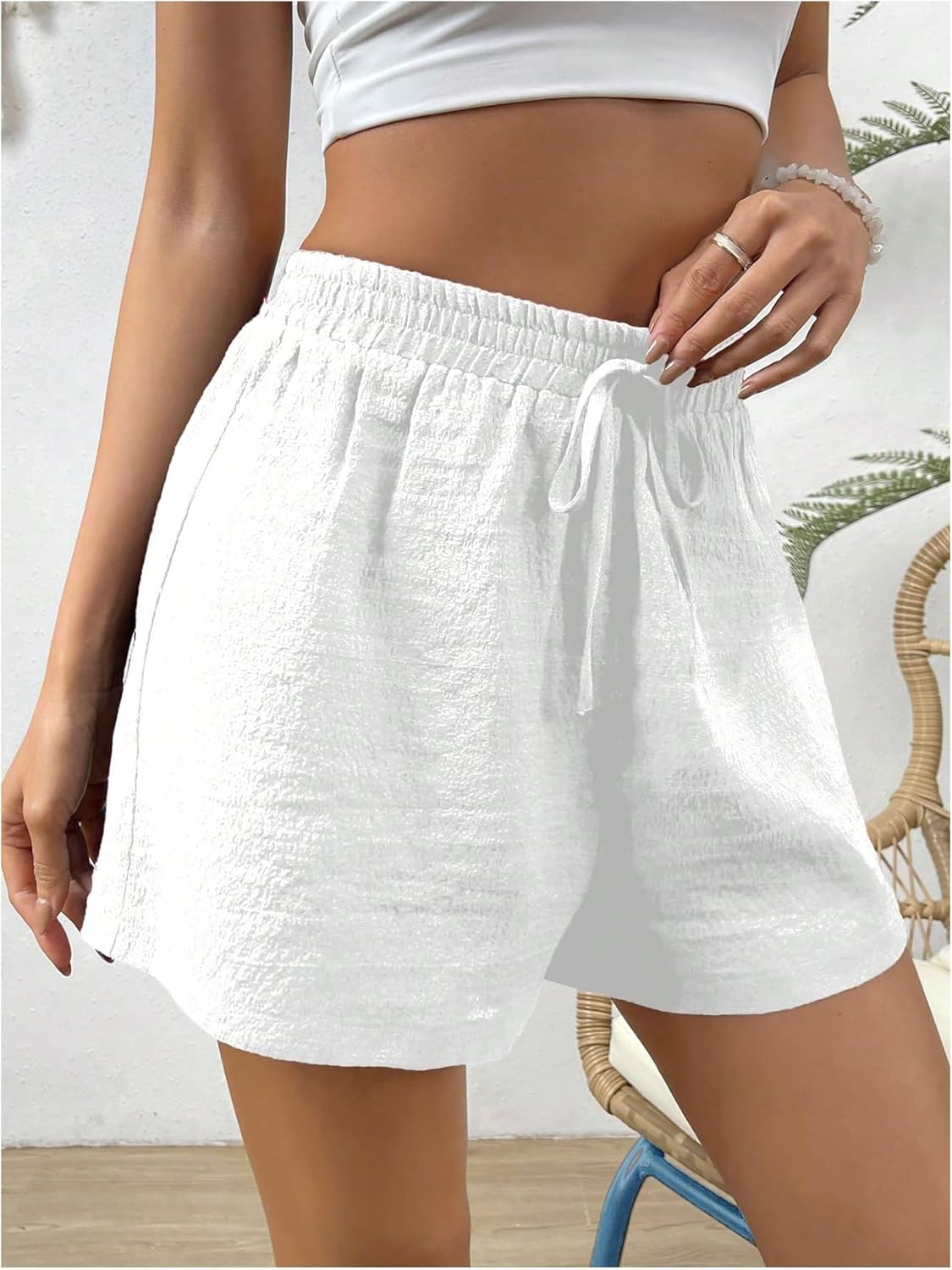 Floerns Women's Beach Elastic Waist Shorts Wide Leg Casual Loose Cute Summer Shorts - Image 2