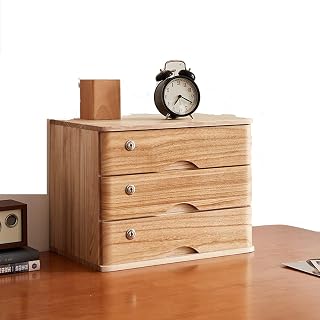 Archivador Plano, Gabinete con Cajones De Escritorio, Organizadores De Escritorio - Caja De Almacenamiento De Escritorio De Madera Con Cajones Con Cerradura, Suministros De Oficina Escolar A4 Accesori