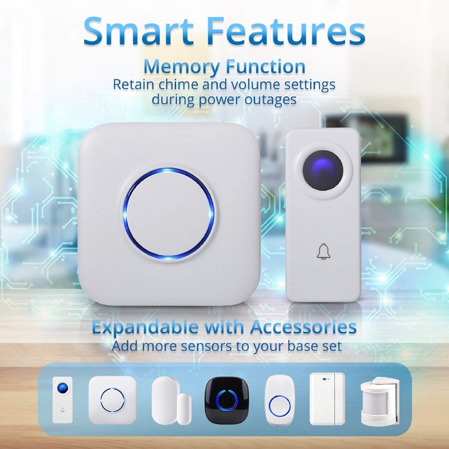 SKYPOINT Expandable Waterproof Wireless Doorbell - Loud Alert System, Multi-Unit Base Starter Kit includes 2 x Long Range Plug in Receivers and 2 x 100% Waterproof Transmitter Buttons, SBase, White - - 