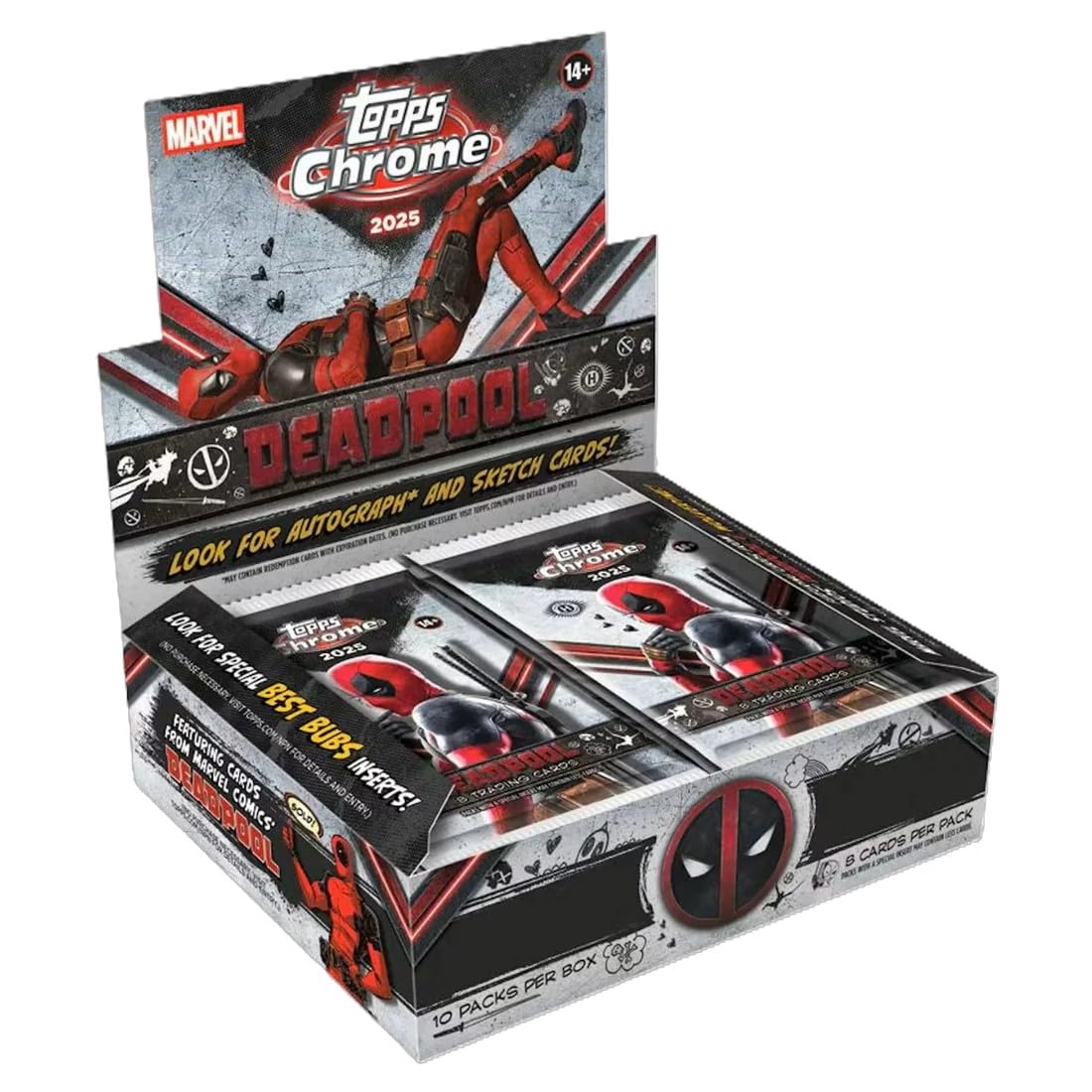 Topps 2025 Chrome Marvel Deadpool Hobby Box, Trading Cards, Look