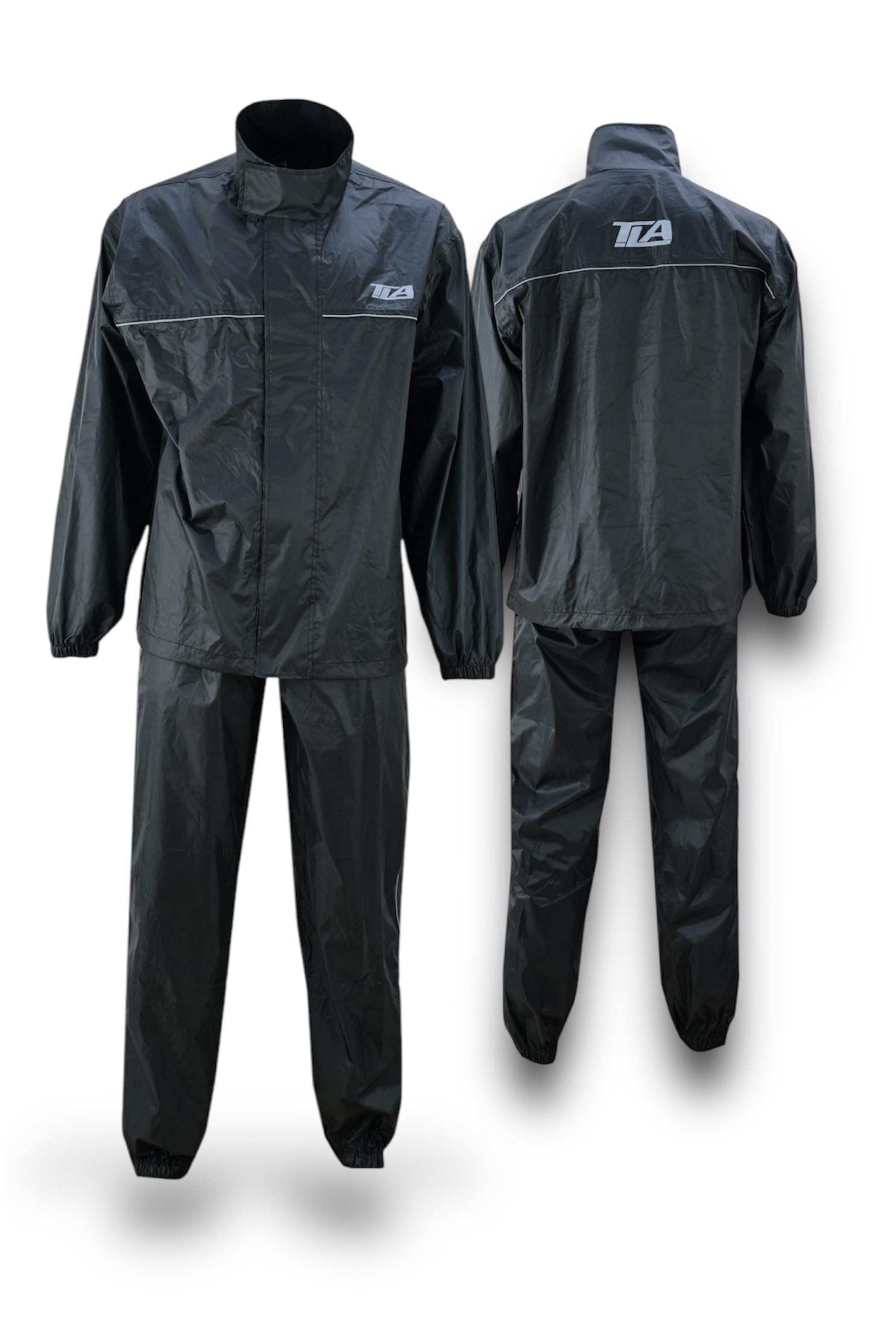 TLA RAIN traje moto impermeable a prueba de lluvia | Chubasquero Moto anti-agua totalmente reflectante | Mono impermeable unisex de 2 piezas para motos, scooters, quads y bicicletas