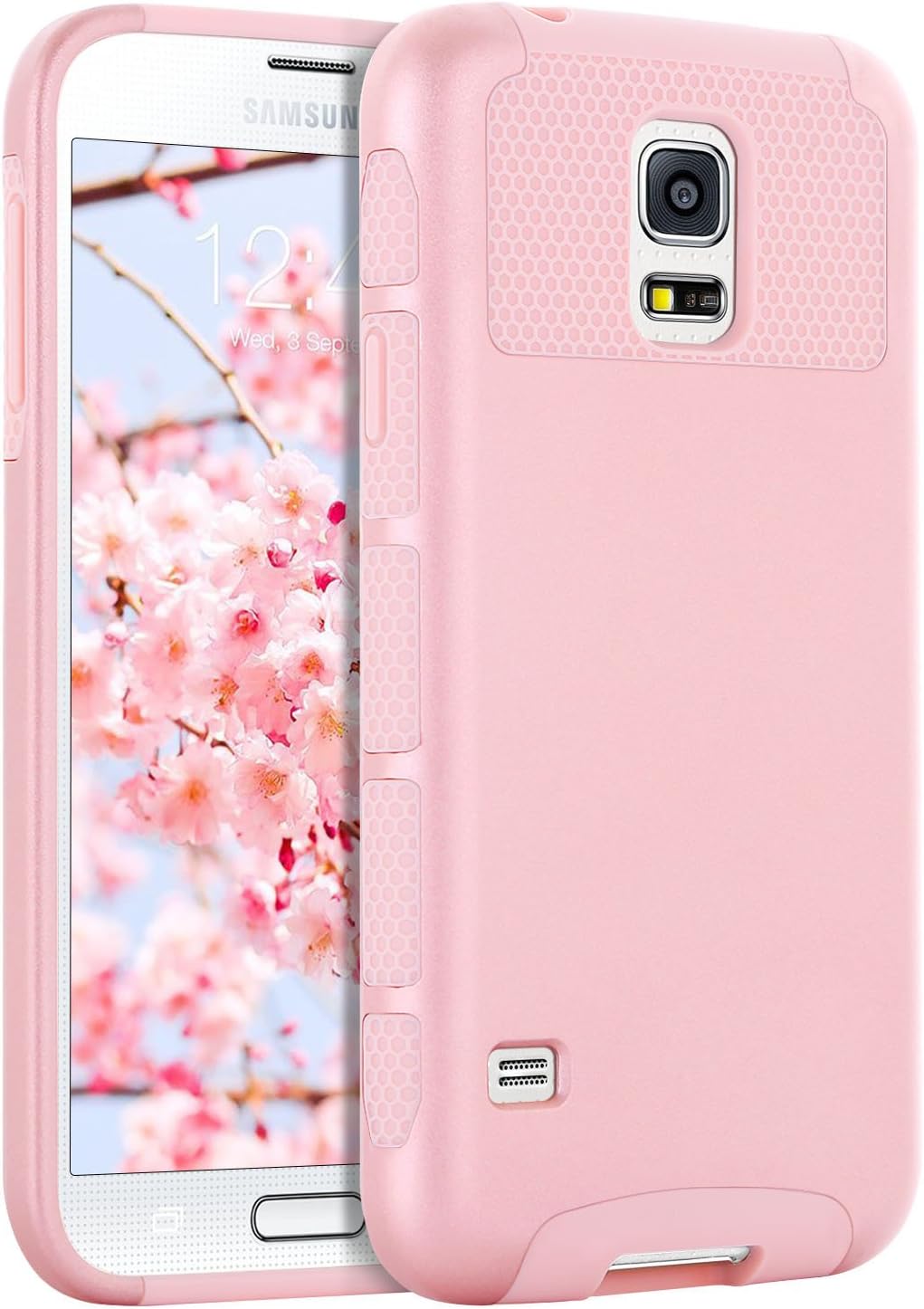Galaxy S5 Case, S5 Case, BENTOBEN Slim Heavy Duty Shockproof Dual Layer Hybrid Hard PC Soft TPU Bumper Cute Shinny Protective Phone Case Cover for Samsung Galaxy S5 (G900), Rose Gold