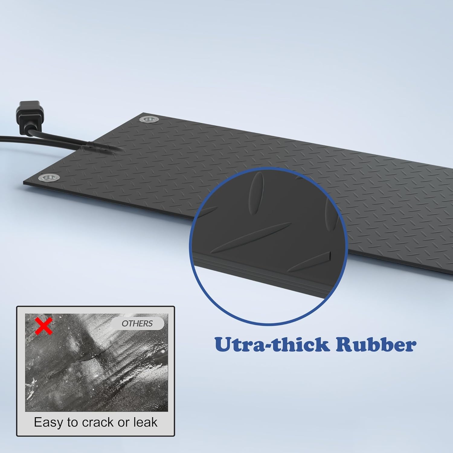 RELIANCER 3PCS Snow Melting Mats,10"x30" Outdoor Heated Snow-melting Walkway Mat,Anti-Slip Rubber Mat for Winter Snow Removal,Electric Snow and Ice Heating Pads for Stairs,Sidewalks,Entrances,Doorways