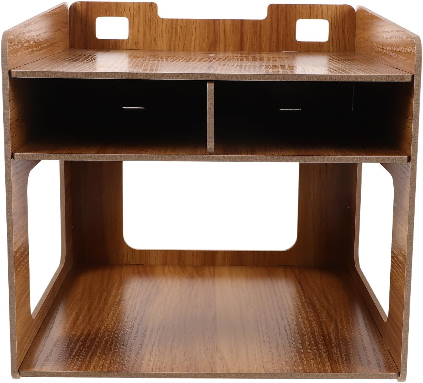 Wooden Printer Organizer Shelf with Strong Load-Bearing and Easy Assembly, Multilayer Tiered Storage Stand for Desktop, Modern Reinforced Construction Home Office Printer Table