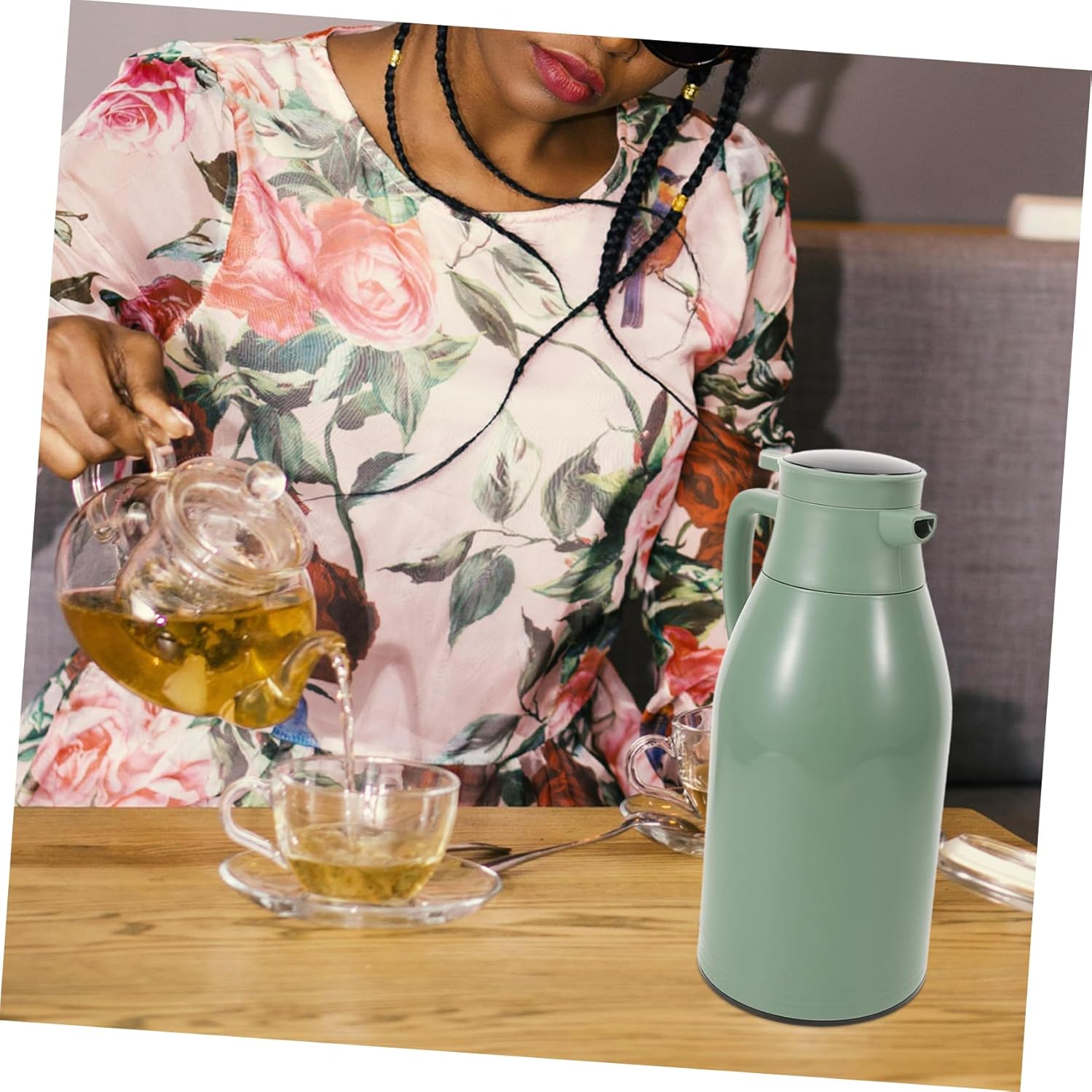 POPETPOP Insulated Thermal Carafe with Temperature Display Vacuum Bottle for Coffee Tea and Beverages Practical Design Comfortable Handle Scalding for Home Use