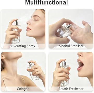 Refillable Perfume Bottle Glass Perfume Spray Bottle 100ML 3.4oz Large Empty Travel Perfume Atomizer Refillable,Replacement Perfume Bottles for Women Men, Transparent, BS016