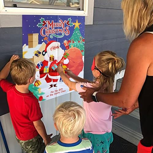 Miniatura 8 de PARTYLOUD Juegos de fiesta de Navidad, pin el regalo en el juego de Papá Noel, juegos de Navidad, suministros de juegos de fiesta de Navidad para