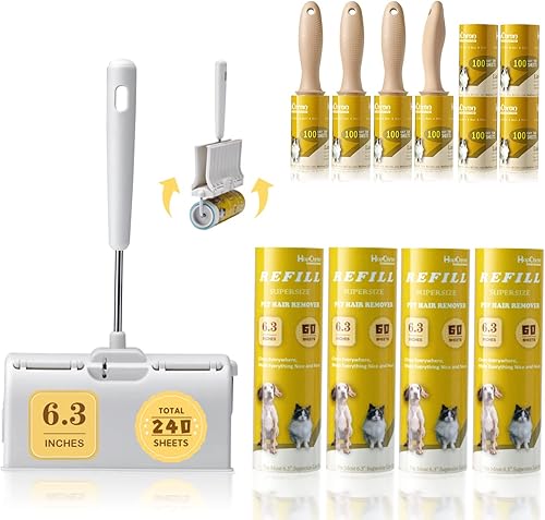 Rodillos de pelusa de tamaño estándar 4 asas duraderas, 800 hojas, rodillo de pelusa de superficie grande, cubierta extra pegajosa a prueba de