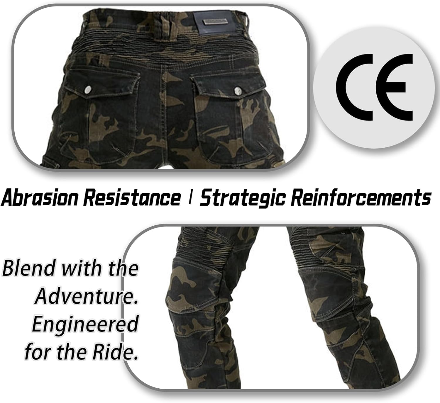 Unisex Motorcycle Pants for Outdoor Activities Motorbike Riding Motorcross Dirt Bike with 2 Knee & Hip Armor Protective Pad